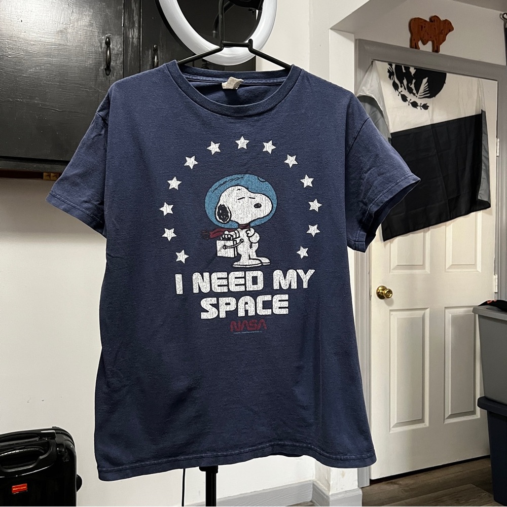 Navy NASA Snoopy "I Need My Space" cotton T-shirt #space